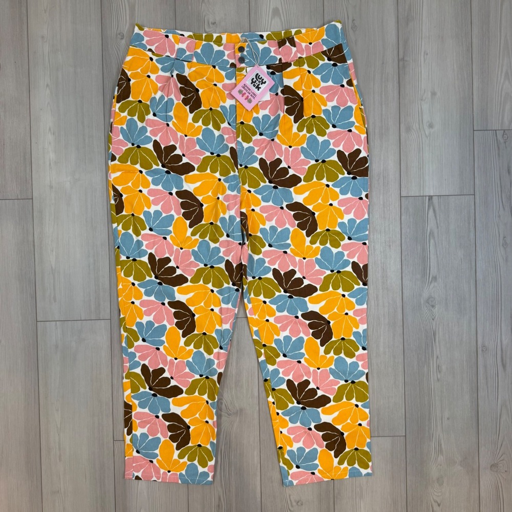 Lucy & Yak Addison Tapered Jeans Organic Twill Floral McKenzie Parrott W42/R NWT